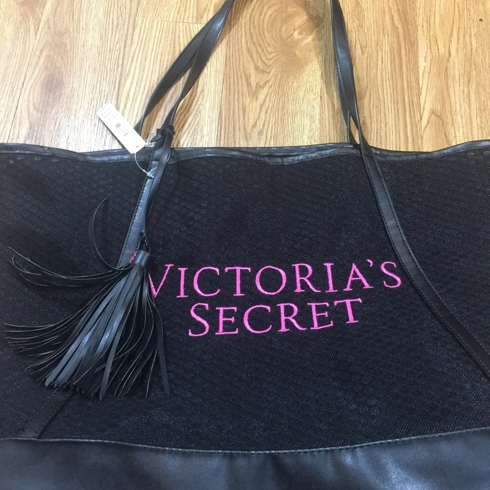 Victoria Secret Black Mesh Beach Carry All‎ Bag New